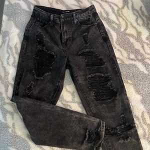 Size 0 fashion nova black light wash boyfriend jeans